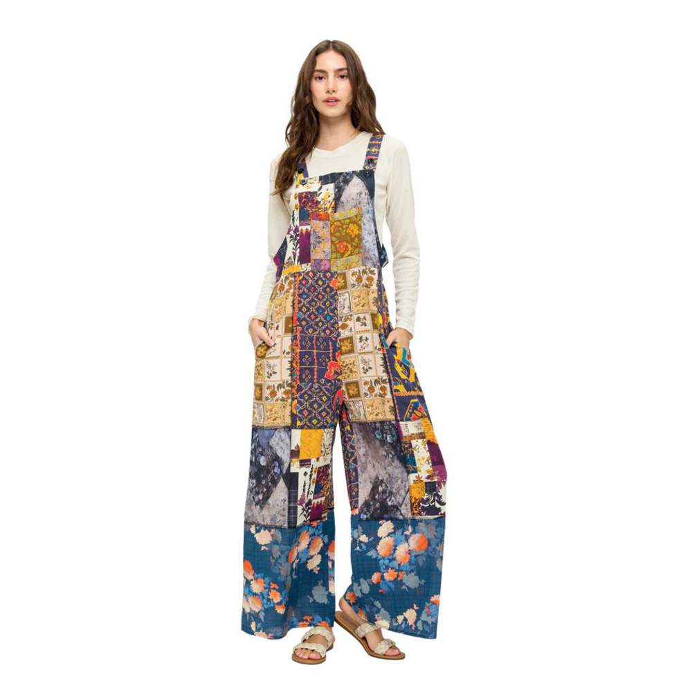 26868 MULTI Yak & Yeti Boho Overall Patchwork Botanical Various Sizes
